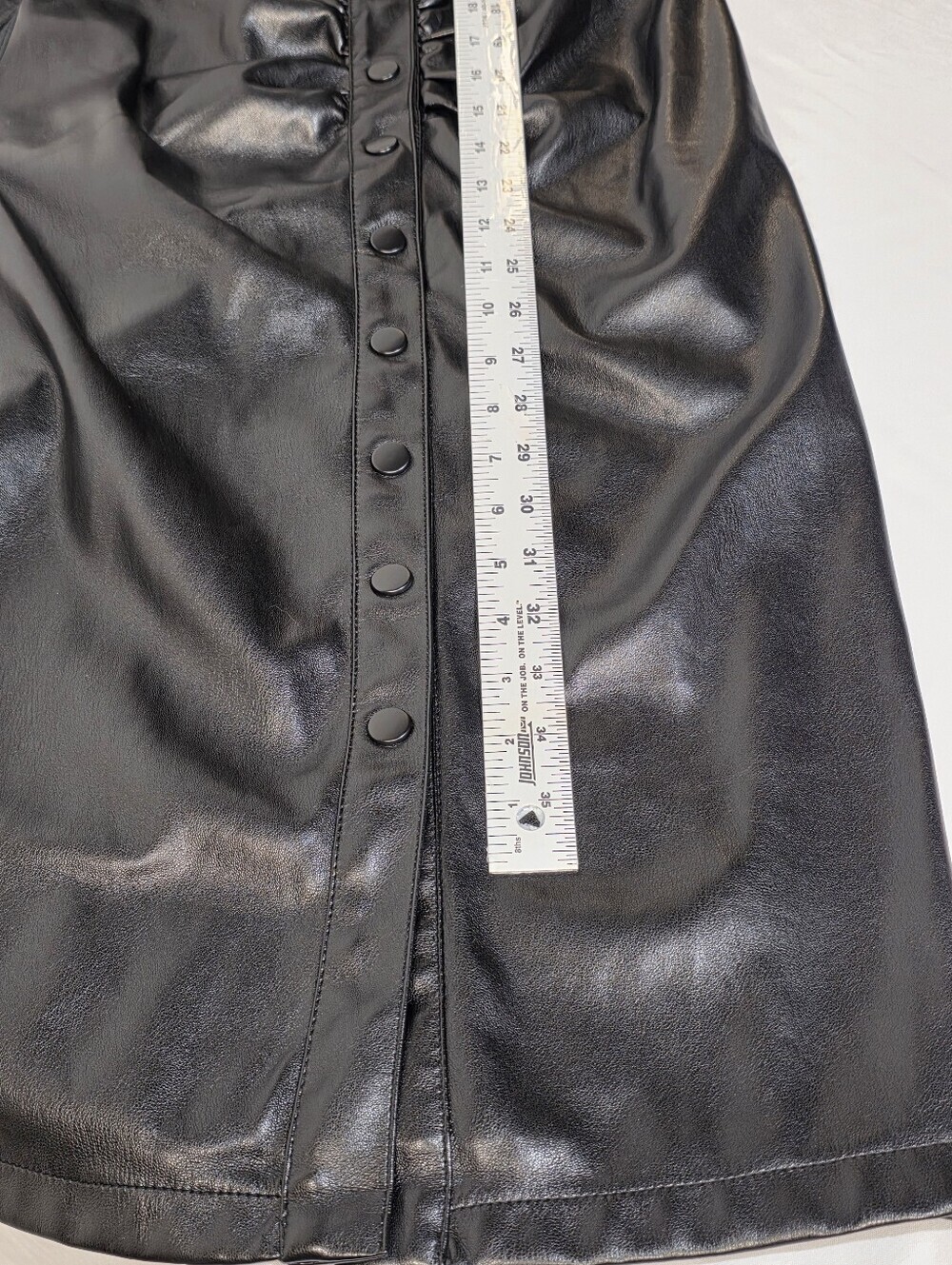 House of Harlow 1960 Black Faux-Leather Midi Belted Ruched Dress Size XS - Picture 4 of 14